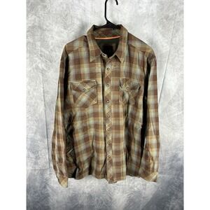 5.11 Tactical Peak Shirt Mens L Brown Plaid Snap Button Workwear Regular Fit